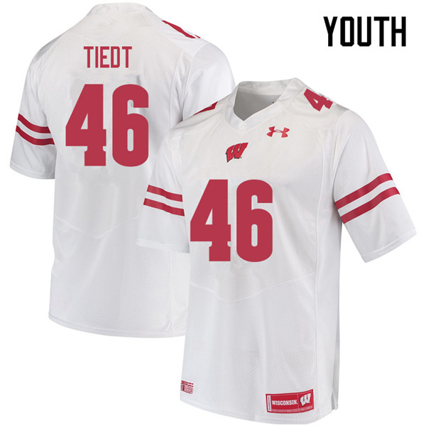 Youth #46 Hegeman Tiedt Wisconsin Badgers College Football Jerseys Sale-White - Click Image to Close